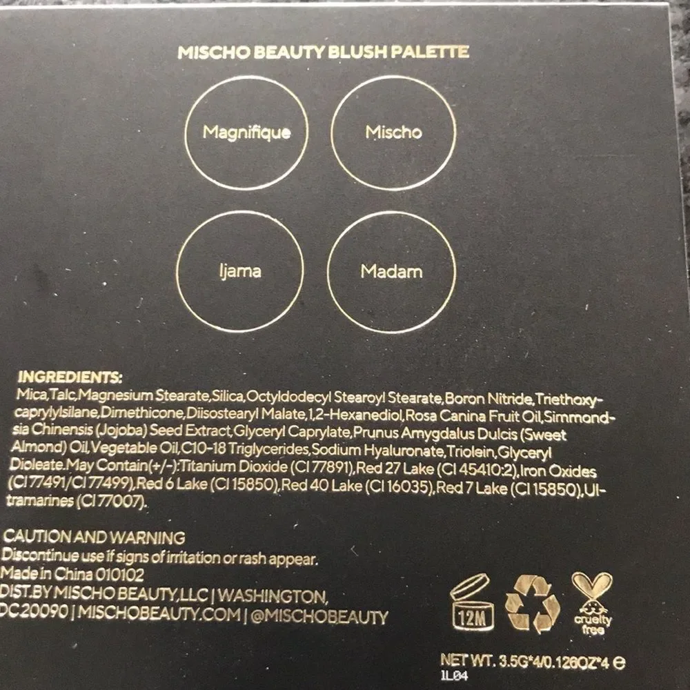 Mischo Beauty Limited Edition universally flattering blush palette 4 shades NEW